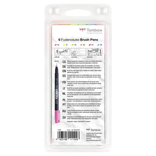 Fudenosuke Calligraphy Brush Pens - Set of 6 neon colours