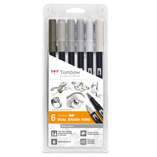ABT Dual Brush Pens - Set of 6 Grey colours