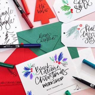 Discover the art of modern brush lettering in this very special Christmas workshop with Tombow x Illyboo Designs.