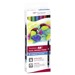 ABT Dual Brush Pens - Set of 6 Primary colours (cardboard pack)