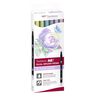 ABT Dual Brush Pens - Set of 6 Pastel colours (cardboard pack)