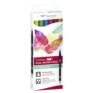 ABT Dual Brush Pens - Set of 6 Dermatologically Tested colours (cardboard pack)