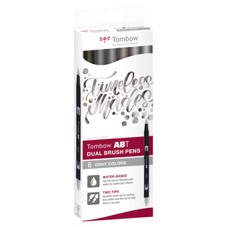 ABT Dual Brush Pens - Set of 6 Grey colours (cardboard pack)