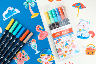 ABT Dual Brush Pens - Set of 6 Sunny Kawaii