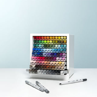 Desktop Organiser with 107 ABT Dual Brush Pens + blender