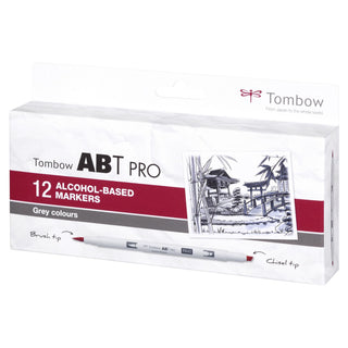 ABT PRO Dual Alcohol-Based Marker Pens - Set of 12 Grey Colours