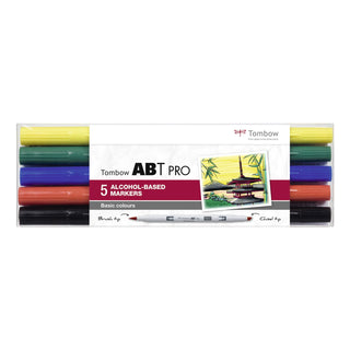 ABT PRO Dual Alcohol-Based Marker Pens - Set of 5 Basic Colours