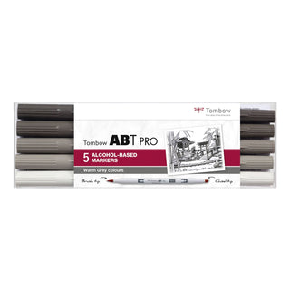 ABT PRO Dual Alcohol-Based Marker Pens - Set of 5 Warm Grey Colours