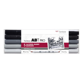 ABT PRO Dual Alcohol-Based Marker Pens - Set of 5 Cool Grey Colours