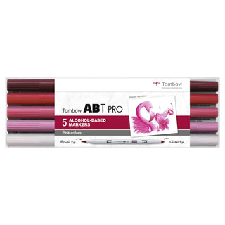 ABT PRO Dual Alcohol-Based Marker Pens - Set of 5 Pink Colours