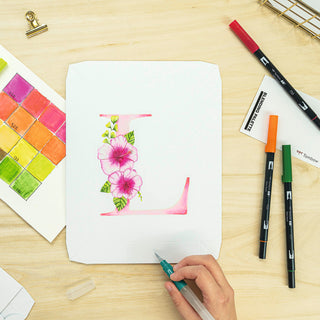 Watercolouring Canvas Set - Floral Letters