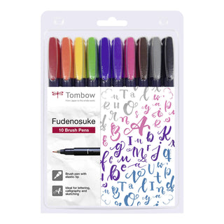 Fudenosuke Calligraphy Brush Pens - Set of 10 colours