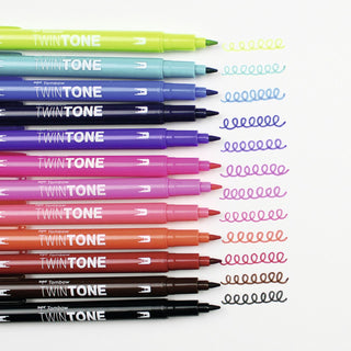 TwinTone Dual-Tip Markers - Set of 12 Bright Colours