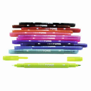 TwinTone Dual-Tip Markers - Set of 12 Bright Colours