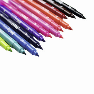 TwinTone Dual-Tip Markers - Set of 12 Bright Colours