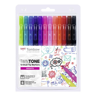 TwinTone Dual-Tip Markers - Set of 12 Bright Colours