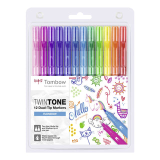 TwinTone Dual-Tip Markers - Set of 12 Rainbow Colours