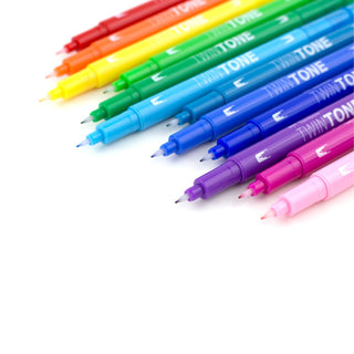 TwinTone Dual-Tip Markers - Set of 12 Rainbow Colours