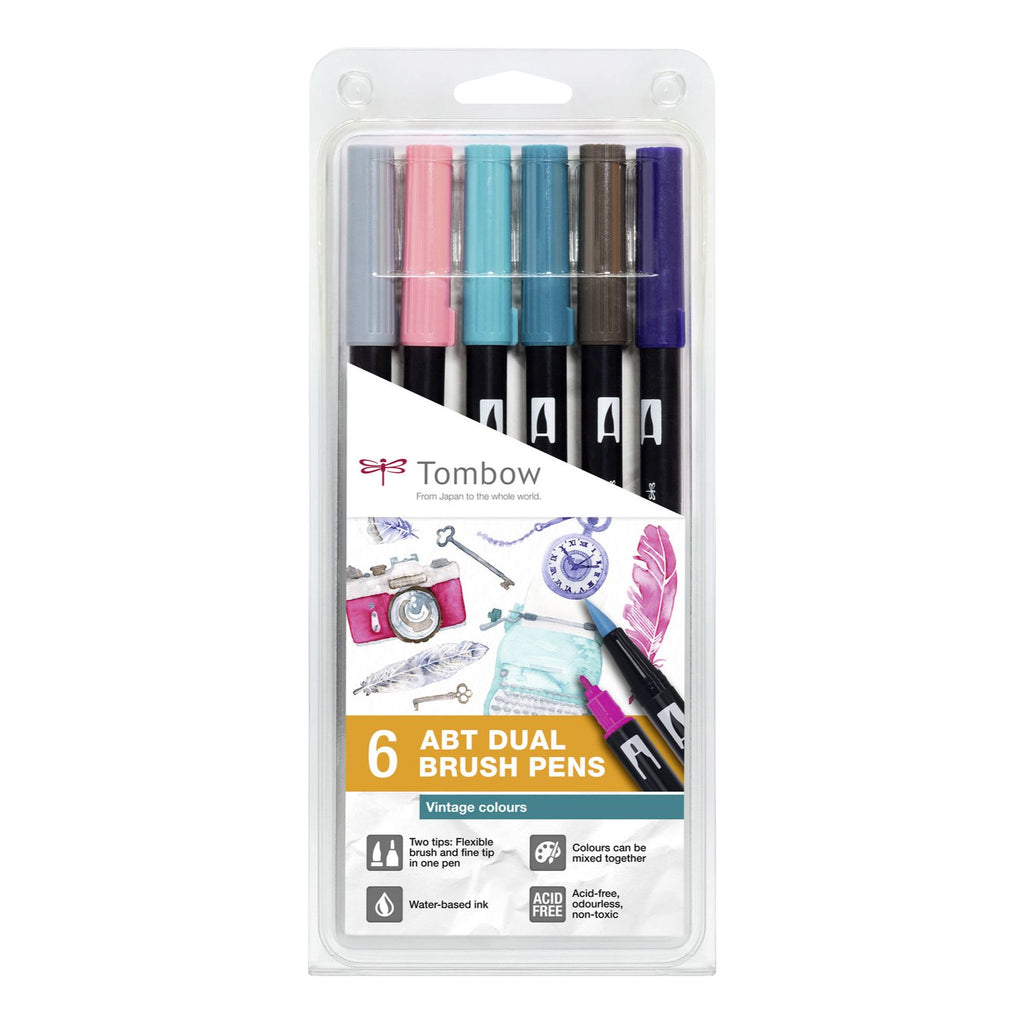 ABT Dual Brush Pens - Set of 6 Vintage colours | Brush Pens | Tombow ...
