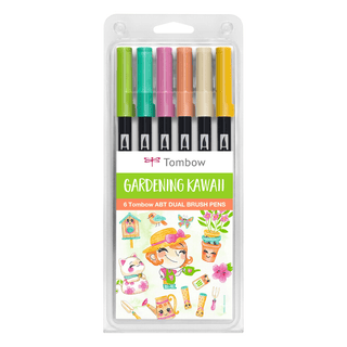 ABT Dual Brush Pens - Set of 6 Gardening Kawaii
